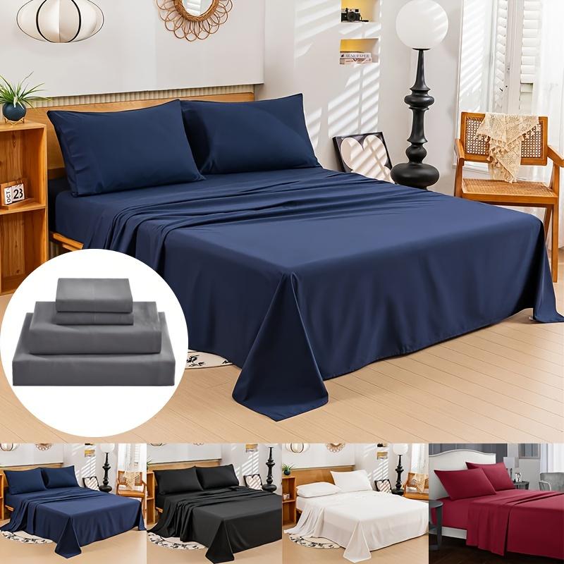 4pcs Bed Sheet Set Dust Proof Bedsheet Skin-friendly Soft Breathable Flat Sheets Anti Slip Fitted Sheets Mattres Protector Set Bedding Sets