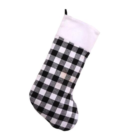 Рождественский чулок Классический красно-черный клетчатый буффало Подвесные чулки для рождественской елки, камина, праздничного декора