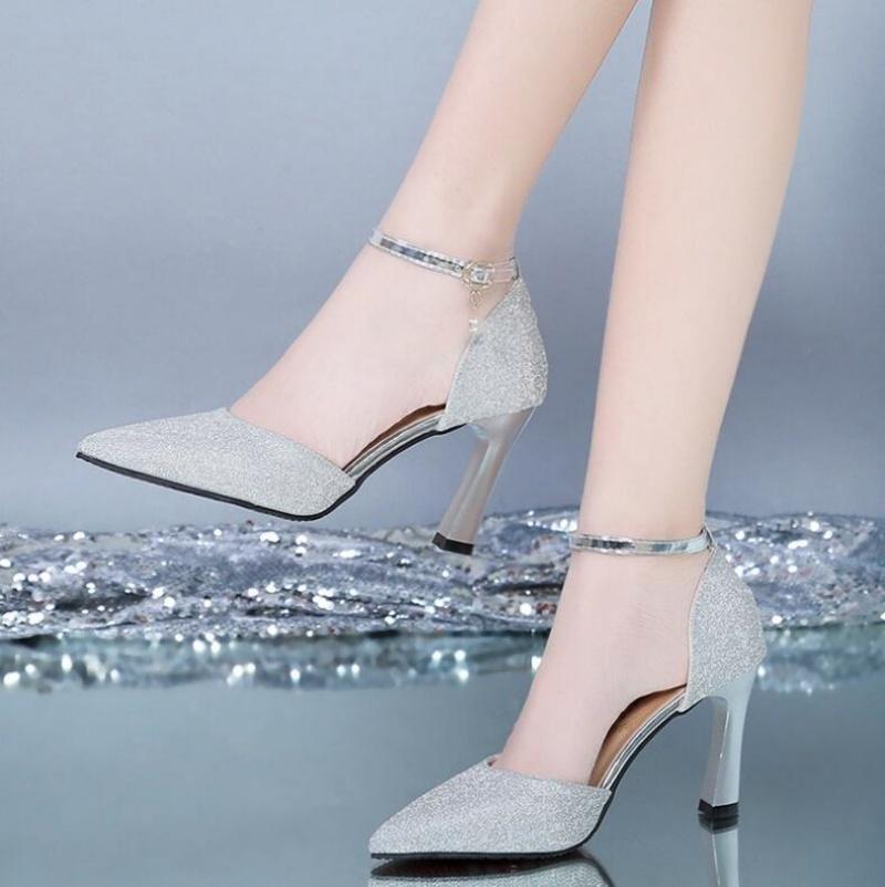5cm 8cm Thick-heeled High-heeled Shoes Female Fairy Wind Summer New All-match Girl Pointed Toe Strap Sandals for Women