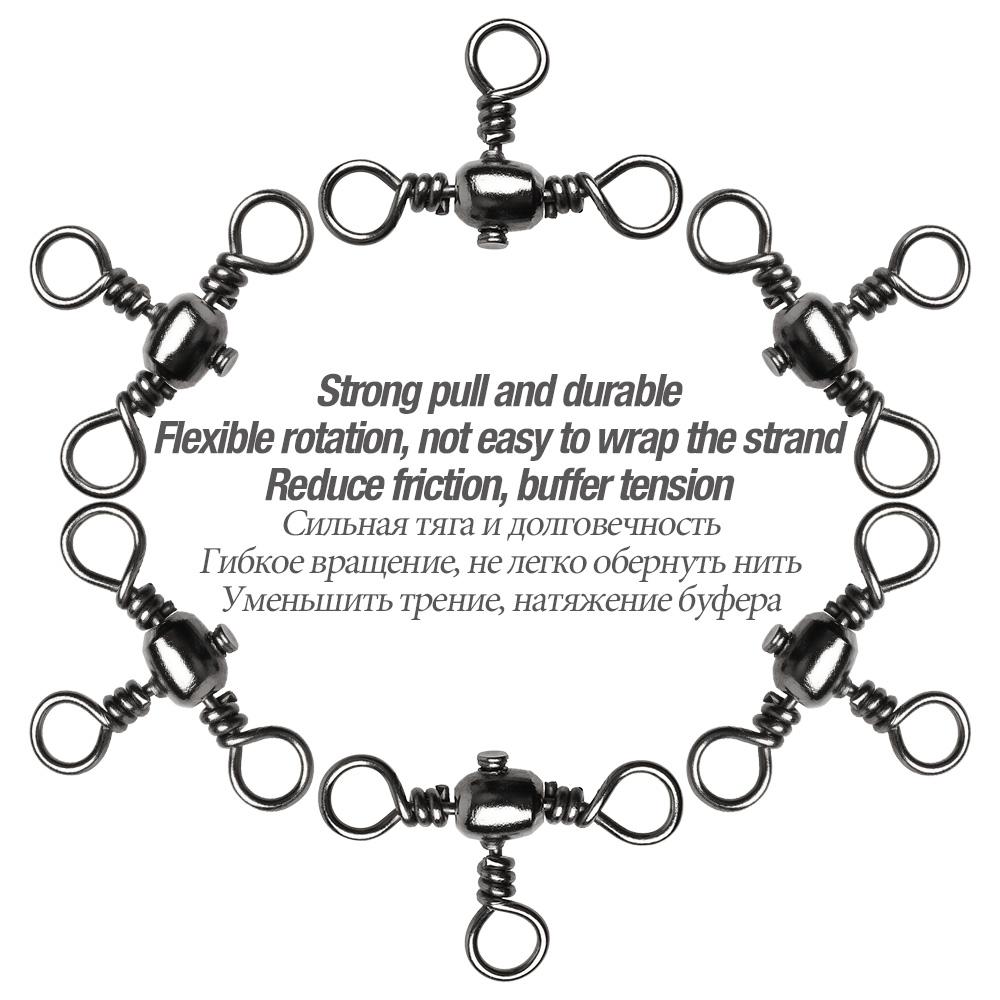 50pcs 3 Way Stainless Steel Fishing Line Connector Rolling Solid Ring Swivel Ring Fishing Swivel