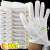 100Pcs White Cotton Work Gloves for Dry Hands Handling Film SPA Gloves Ceremonial High Stretch Gloves Household Cleaning Tools