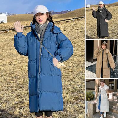 Зимняя женская хлопковая куртка с капюшоном, защитой шеи, длинными рукавами, карманами, застежкой-молнией, стеганое пальто средней длины, однотонная ветрозащитная верхняя одежда