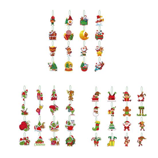 16Pcs Christmas Tree Hangers Xmas Style Easy To Hang Create Atmosphere Festive Santa Claus Decorations Pendant