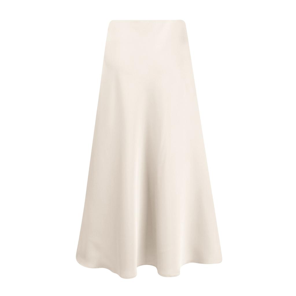 Women's High Waist Skirt Women's A-line Skirt Summer Solid Color Midi Skirt High Waist