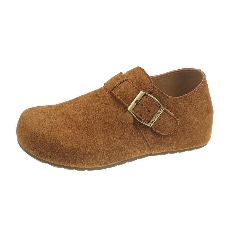 Ретро матовые туфли Borken женские 2025 осень новые на плоской подошве с пряжкой повседневные на скрытой платформе лоферы на одном ремешке женские