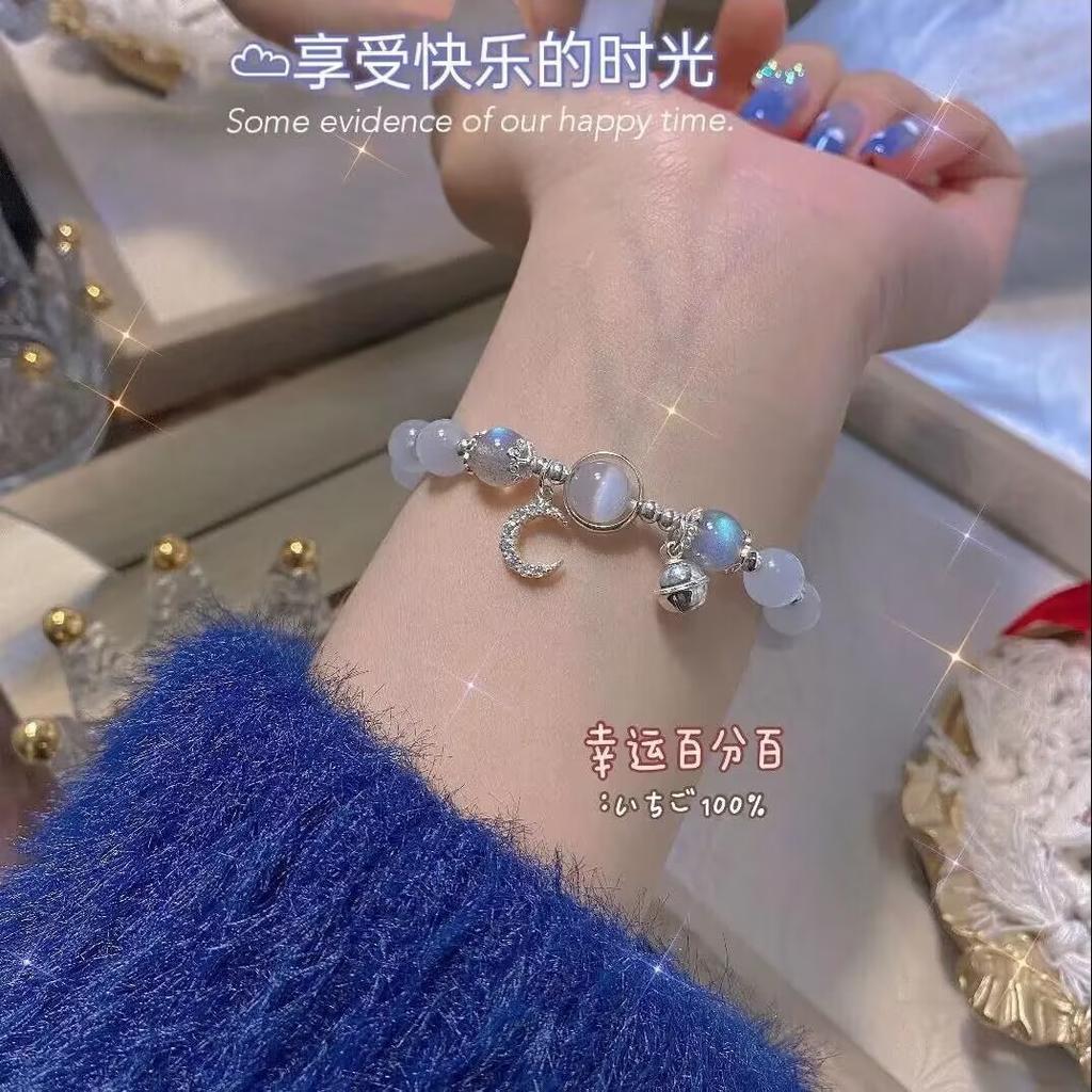 Инс серый лунный опал браслет женский простой кулон-колокольчик девушка день рождения Дуинь тот же стиль