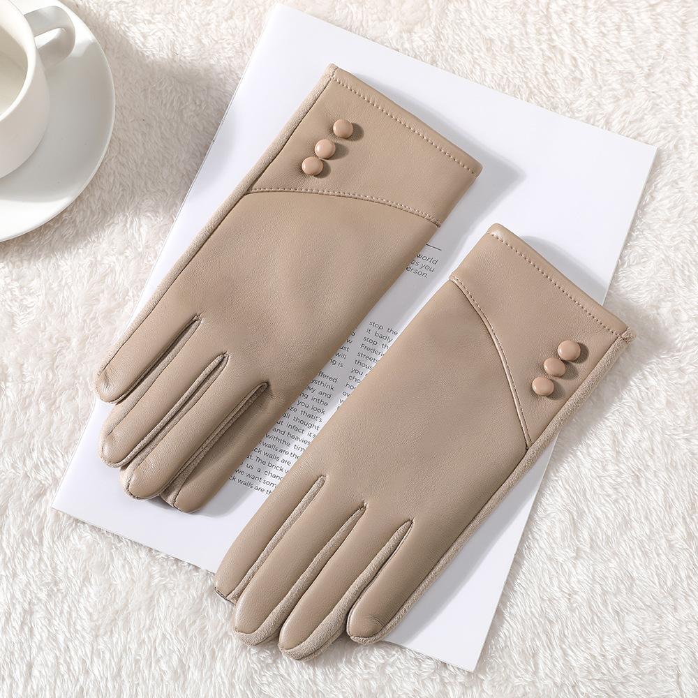 Women s PU Winter Gloves Cold Resistant Windproof Thick Fleece Lined Touch Screen Gloves for Driving Cycling Outdoor