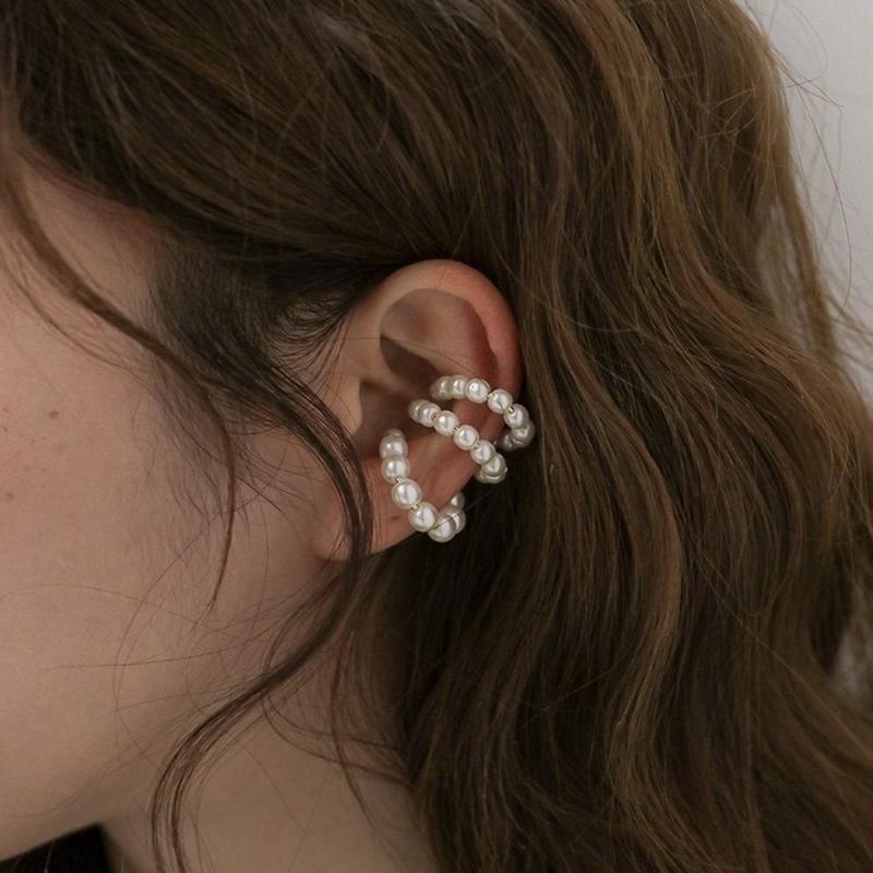 Жемчужный кафф-клипса на ухо, серьги без прокола, кольцо на ухо C-образной формы, минималистичные серьги для женщин, модная бижутерия