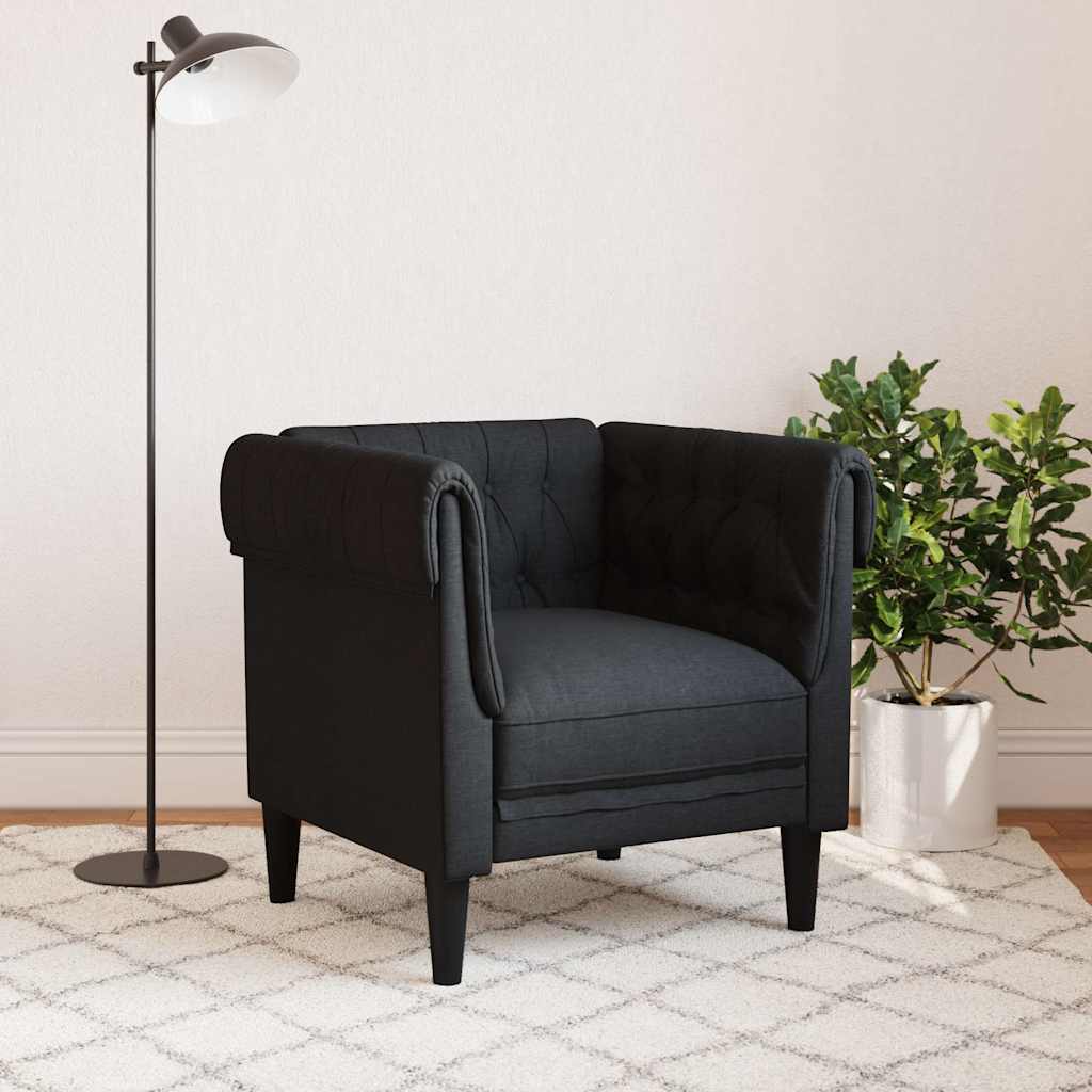 Chesterfield Armchair Black Fabric
