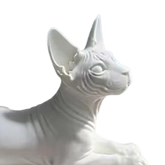 3D-печатная фигурка кошки сфинкса, реалистичная статуэтка бесшерстной кошки, скульптура в лежачей позе с изогнутым устойчивым основанием, матово-белый орнамент для настольной полки