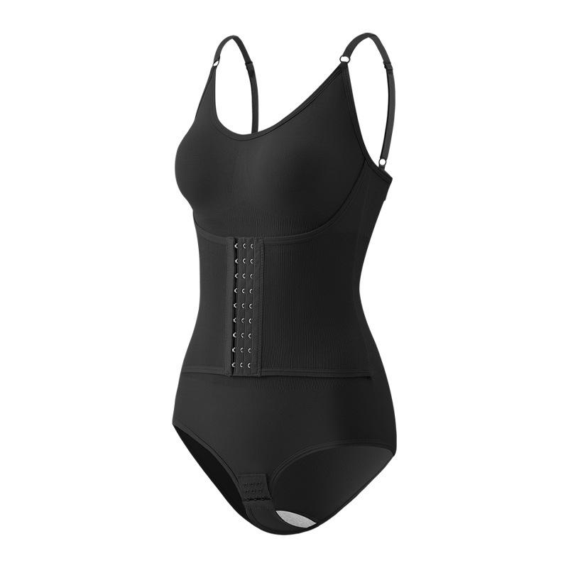 Боди с бретелями для коррекции фигуры с подкладками для груди - Поддержка груди, Контроль живота, Подтяжка бедер, Двубортное, Треугольная ластовица с открытым промежностью.