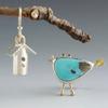 Винтажные кованые асимметричные серьги из меди, скворечник, птица из синтетической бирюзы, любитель птиц, серьги с птицами