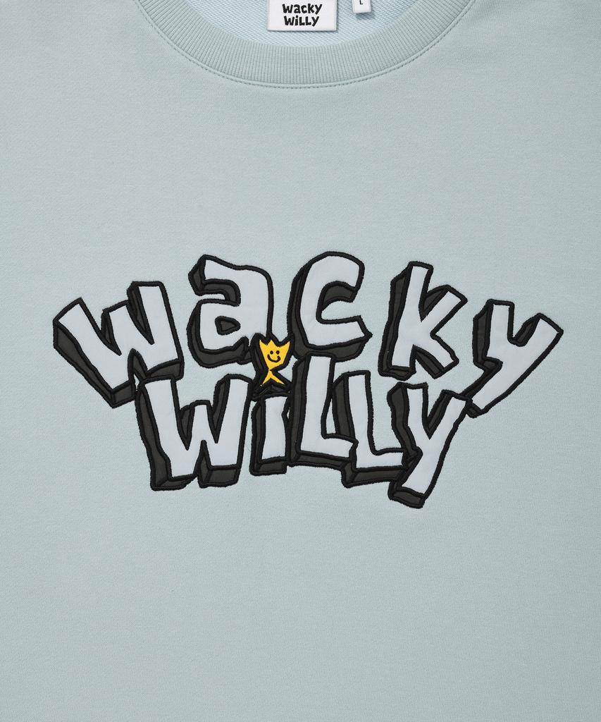 WACKY WILLY Typographic One-Point Sweatshirt Light Blue