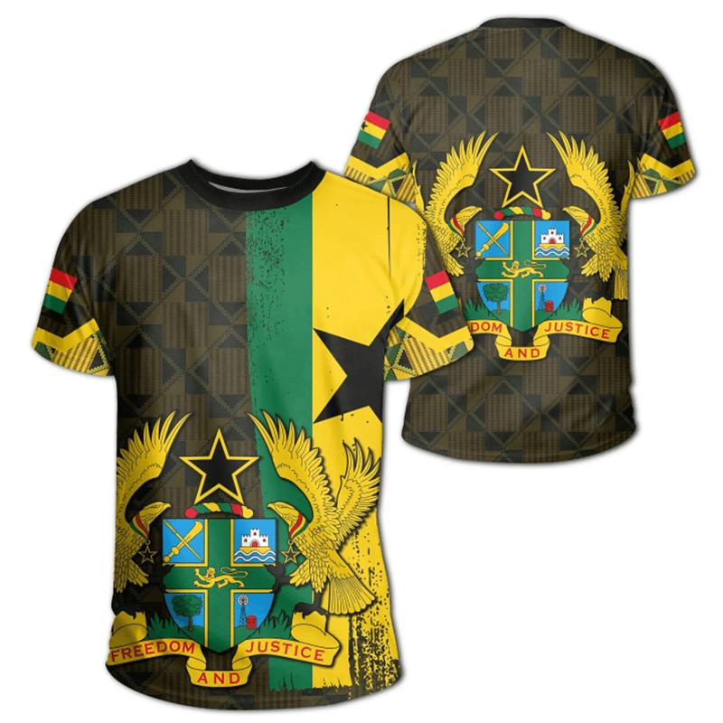 3D Ghana Nationa IndependenceDay Printed T Shirt The Republic-of Ghana Emblem Flag Graphic Tee-shirts For Men Mens Clothing Tops