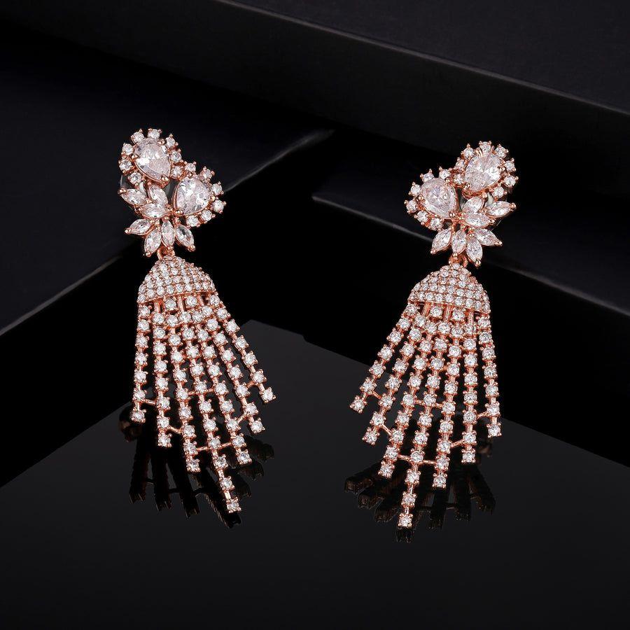 Женские серьги Estele со сверкающим цирконием из розового золота