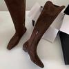 Модные балетки Женские высокие сапоги Замшевые Уютные Дизайнерская обувь Модные Платье До колена Женские сапоги 2025 Зима Бренд Готика Мухер Челси Сапоги