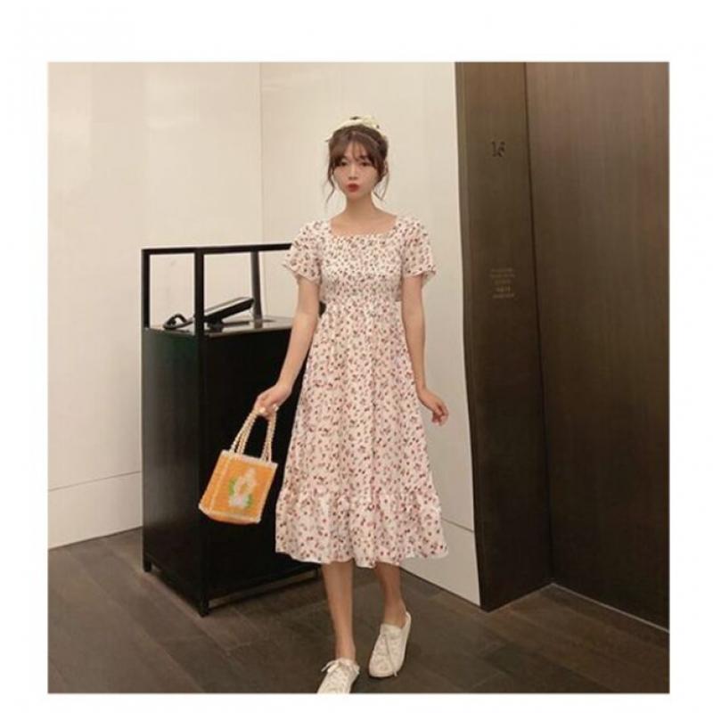 Shop   Women Vacation Look Smock Banding Floral Long Dress Won Wdr Wd09a92