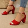 2025 New Summer High Heels Sandals Style Metal Buckle Roman Sandals Women Casual Fish Mouth Toe Sexy Comfortable Shoes Women
