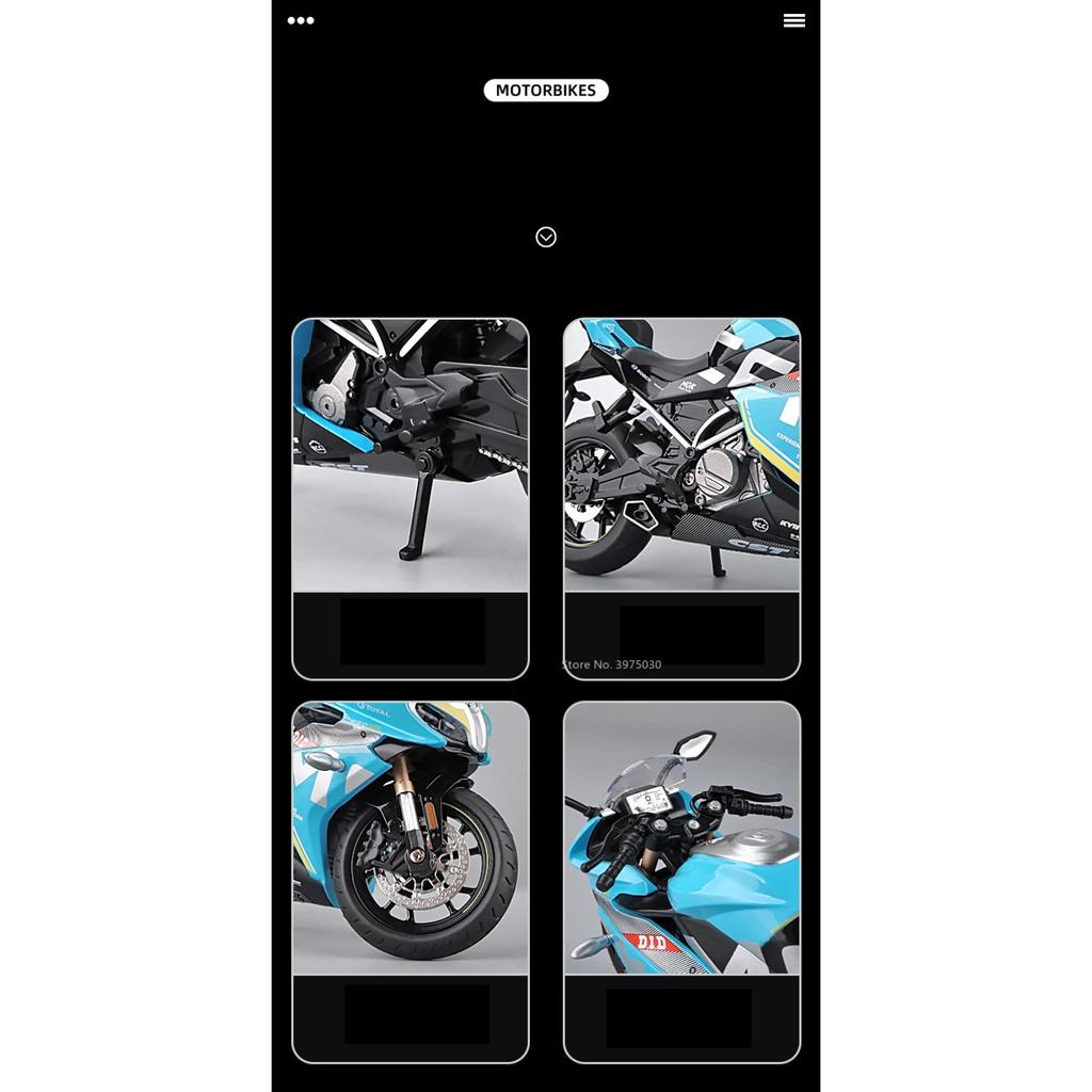 1/12 Spring Breeze 250SR Simulation Alloy Diecast Motorcycle Model Shock Absorbers Sound and Light Collection Toy for Kids Gifts