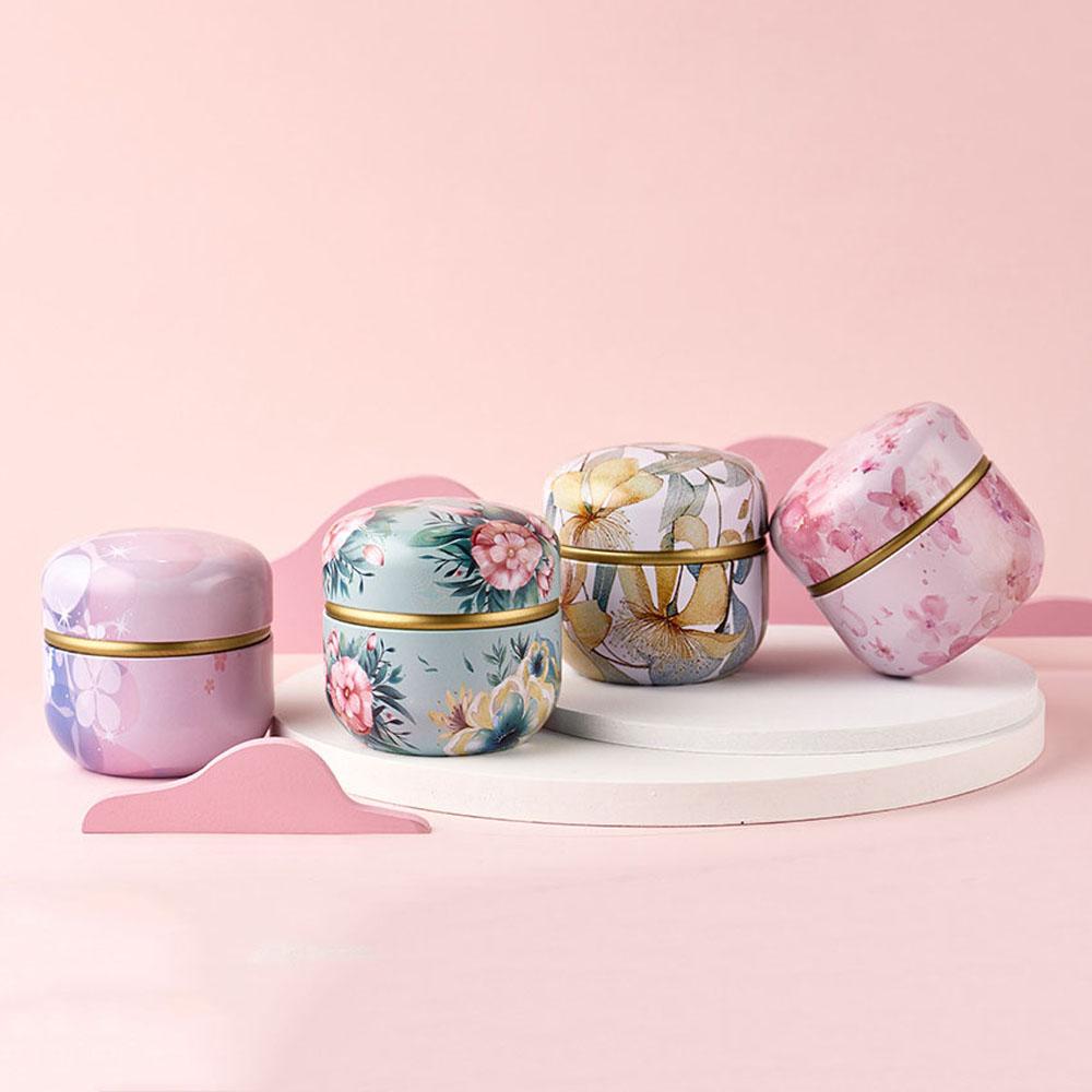 Japanese Style Flower Portable Mini Small Snacks Candy Tin Plate Canister Tea Cans Containers Packaging Box Storage Box