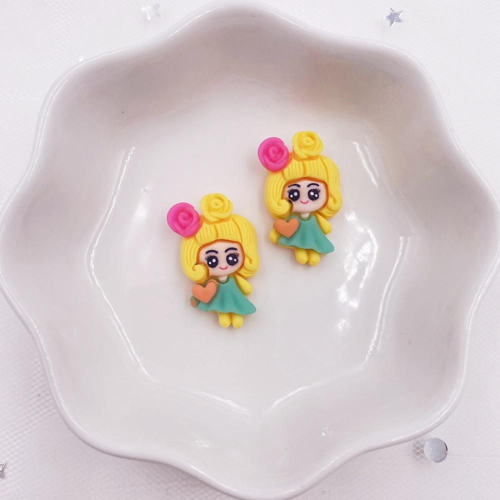 20 шт., красочные смоляные мини-принцессы для девочек, аниме, кабошон с плоской спинкой, скрапбукинг, аксессуары для рукоделия, декор, фигурка