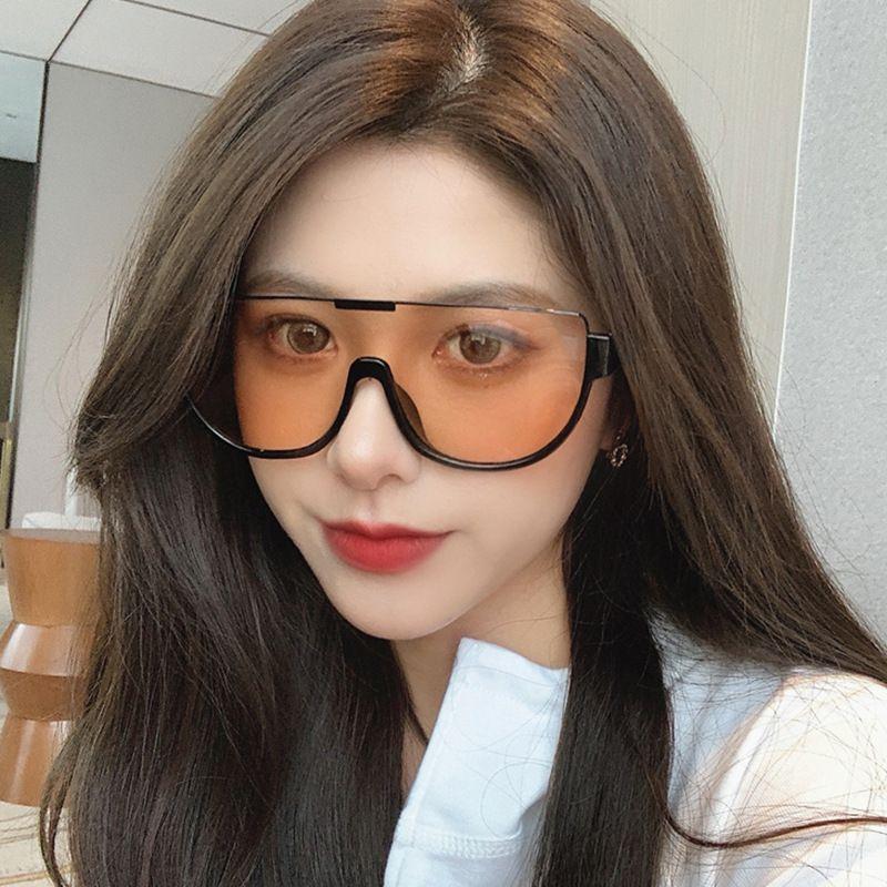 Sunglasses one-piece new sunscreen retro personality trend Internet celebrities ins premium sunglasses women's half frame