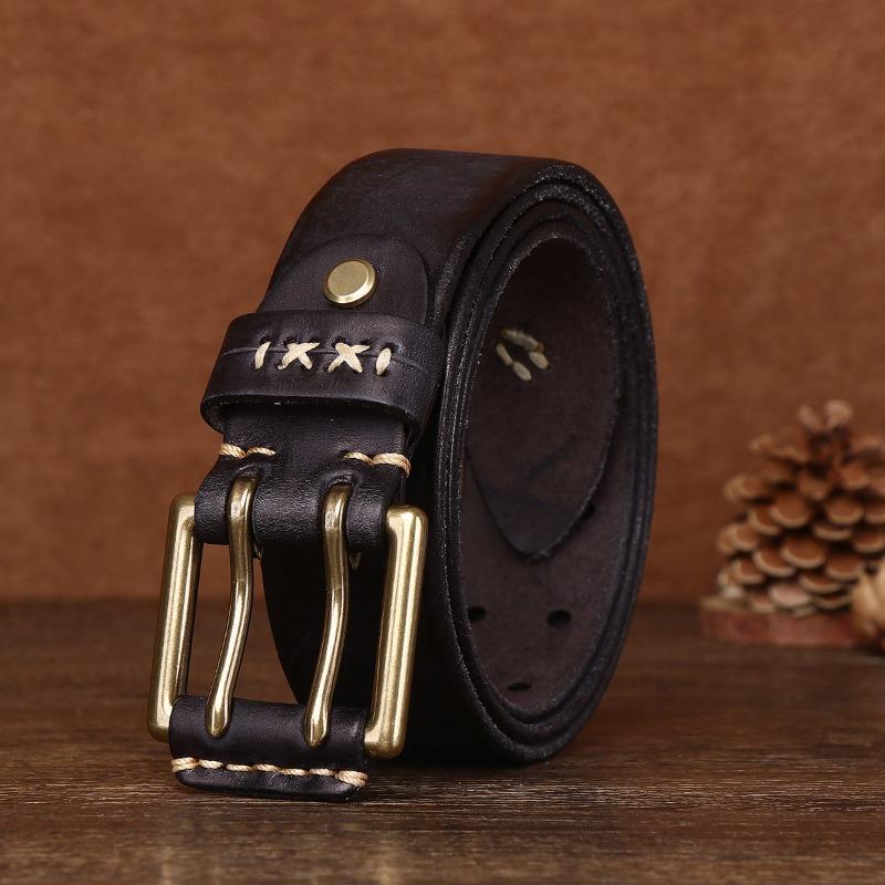 Новый ретро-стираемый очень толстый уличный ремень из коровьей кожи первого слоя для мужчин из нержавеющей стали для повседневного ношения на себе