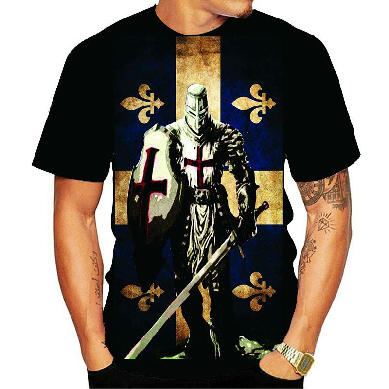 Knights Templar 3D Print T Shirt Knights Templar Fashion Casual T-Shirts Men Women Hip Hop Harajuku Streetwear T Shirt Tee Tops