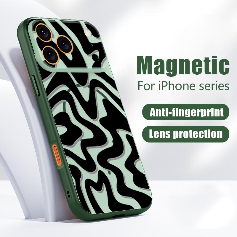 Чехол для iPhone 17 Pro Max Черная полоска Магнитный для Magsafe Гибридный Тонкий Матовый Чехол для iPhone 16 15 14 13 Pro Max