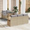 6-piece Garden Sofa Set with Beige Poly Rattan Cushions, 2-seater Garden Sofa with Storage 3356933