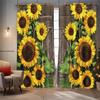 2 шторы с принтом подсолнухов и коров, декорированные в стиле ретро-сельский для спальни и гостиной.