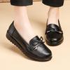 KFC Women's Black Non-Slip Genuine Leather Work Shoes - Comfortable Casual Flats for Mothers