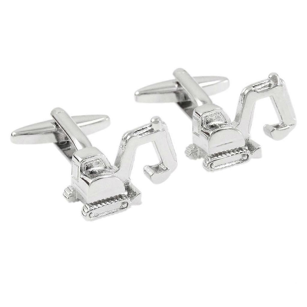1 Pair Excavator Shape Cufflinks Man's Shirt Studs Silver Plated for Business Wedding Party