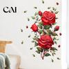 Romantic Floral Wall Sticker for Bedroom Red Rose Sticker, Watercolor Peel and Stick Decal Durable Weather Resistant Stickers Living Room Bedroom,