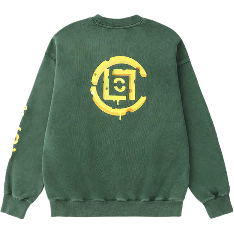 CLOT By CLOT Sweatshirts Unisex Washed Green Crew Neck Moderate CTSS24F31078