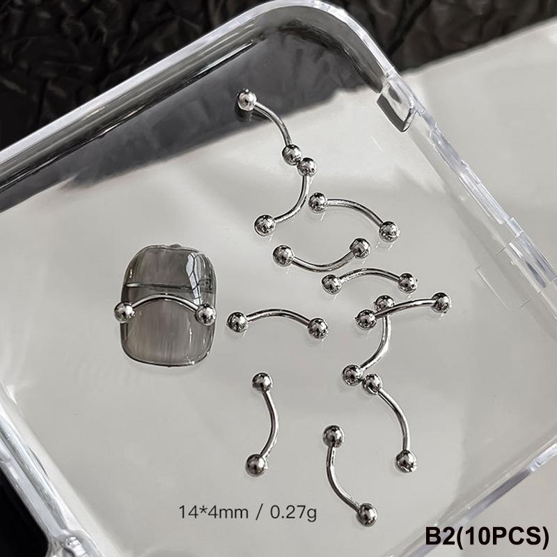 10 шт. Смешанный сплав Ретро Круг Ногти Арт Шармы 3D Панк Стиль Черный Серебристый Детали для Ногтей Украшение для Ногтей Маникюр Аксессуары