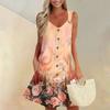 Женское летнее платье с карманом без рукавов сарафан с цветочным принтом
