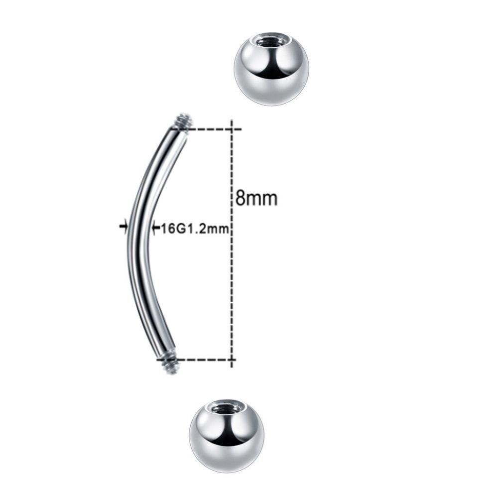 F136 Titanium Double-Headed Curved Barbell with Round Ball Studs - Versatile Piercing Jewelry for Tongue, Nipple, Eyebrow, Ear Cartilage.