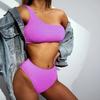 Riseado Sexy Bikini Swimwear Women Textured Swimsuit One Shoulder Biquinis Beachwear Bathing Suits