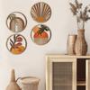 4Pcs Wooden Wall Bohemian Wall Art Farmhouse Bohemian Country Yard Decoration Round Shape Wall Hanging Decor