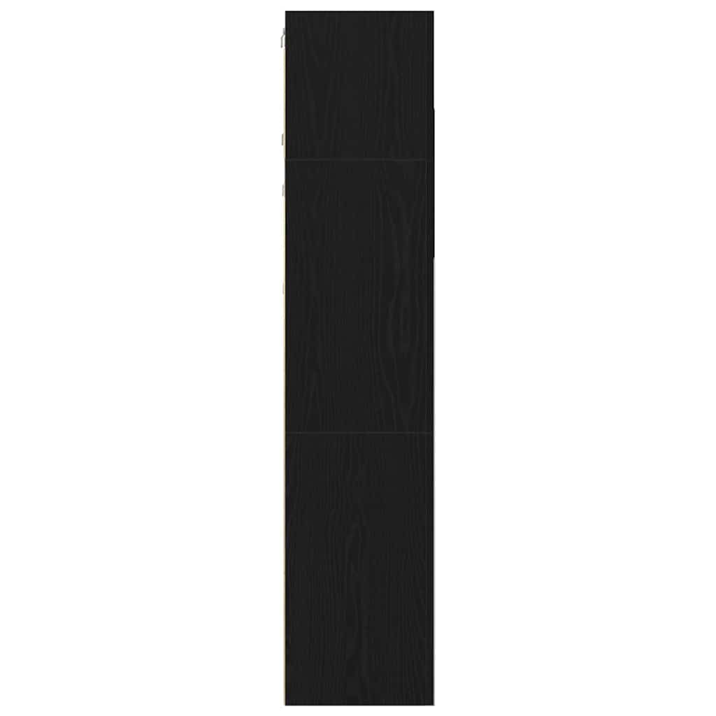 Wall Mounted TV Cabinet Set in Black Oak Effect Made of Wood Based Material