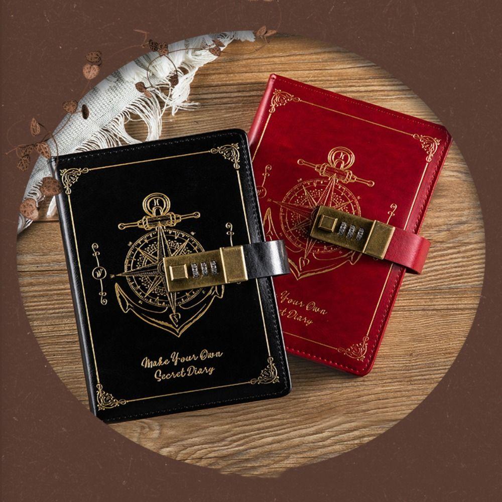 Unique Stationery Password Notebook Diary Book Retro A5 Notebook with Lock Protecting Secrets Smooth Travelers Journal Writing