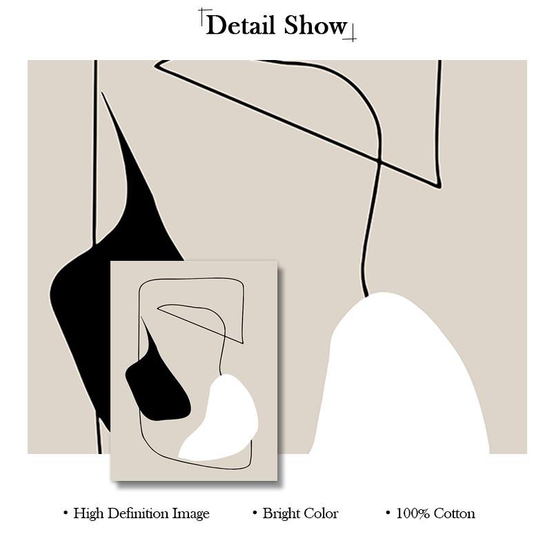 Minimalist Abstract Line Art Canvas Painting Beige Black Poster and Print Wall Modern Pictures Print for Living Room Home Decor