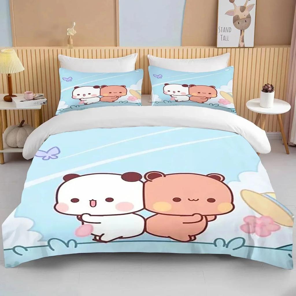 New Bubu Dudu Cartoon Cute Bear Kawaii Christmas Gift King Twin Double Boys Bedding Set Microfiber or Polyester Duvet Cover Set