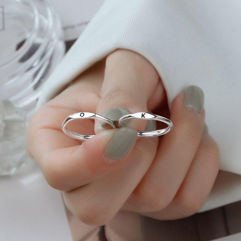 Серебряное Корейское 26 Букв A-Z Открытое Кольцо Мужчины и Женщины Кольцо Подарок для Пары Украшения