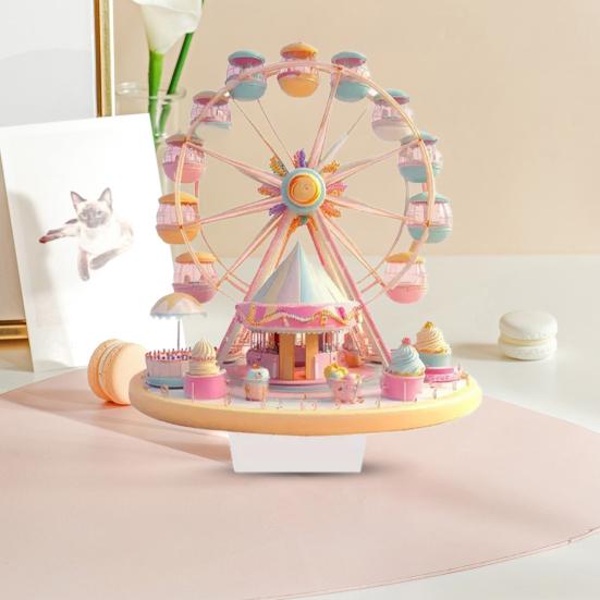 Dessert Ferris Wheel Ornament 2D Flat Acrylic Decoration with Base Non-3D Desktop