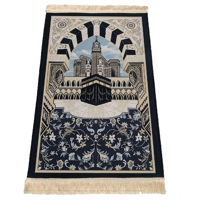 Кристаллический бархатный мусульманский молитвенный коврик с принтами, одеяло для поклонения Рамадану, утепленное мягкое одеяло с тиснением на коленях, портативные дорожные коврики