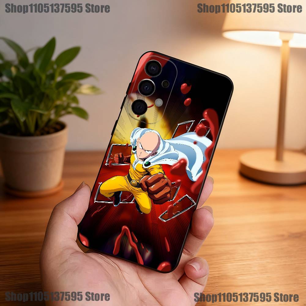 Anime One P-Punch Man Saitama Phone Case For Samsung S25,S24,S21,S22,S23,S30,Ultra,S20,Plus,Fe,Lite,5G Black Cover