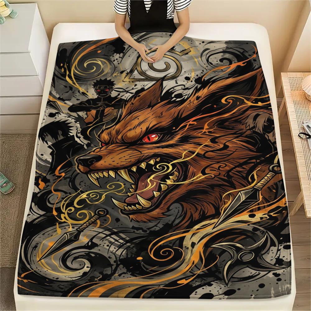 Decorative Naruto Flannel Blanket Print Warm Comfortable Throw for Sofa Bed Chair Travel Picnic Use Cool Ninja Art -Xin