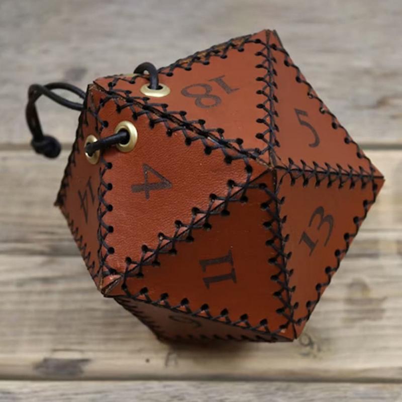 Кожаная сумка для игральных костей Многоугольные коробки для хранения игральных костей Усиленные сумки для игральных костей с завязками